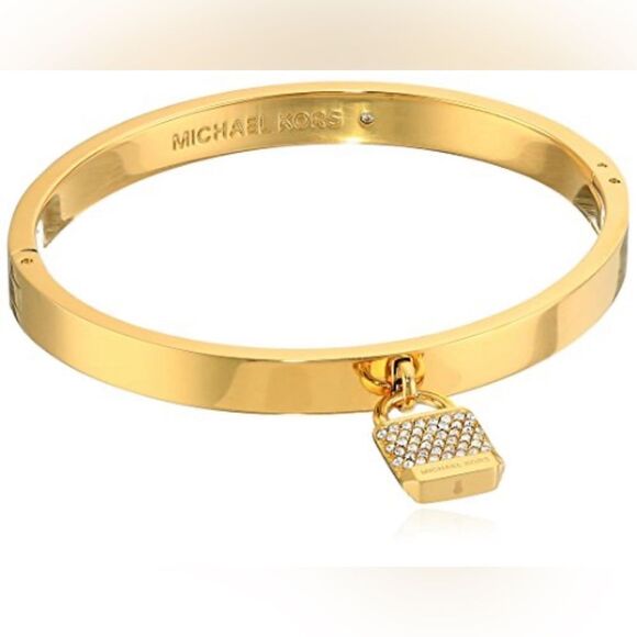 Michael Kors Goldtone Iconic Pace Lock Hinged Bracelet - Picture 1 of 7
